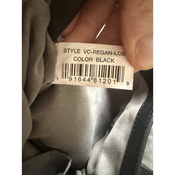 Vince Camuto Black Pebbled Leather Snap & Zip Shoulder Bag Purse - Picture 12 of 13